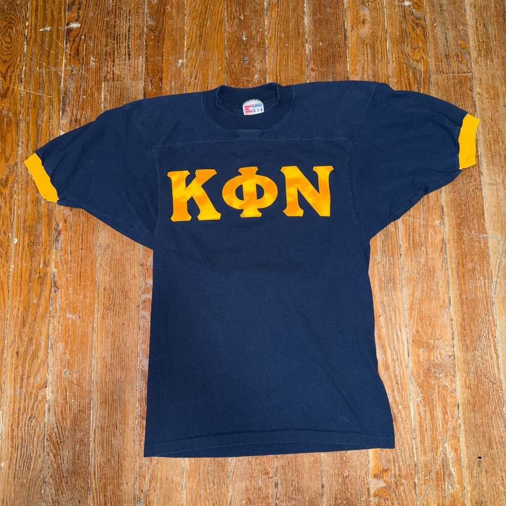 Vintage Eagle USA Greek Letter Ringer Football T-Shirt KΦN